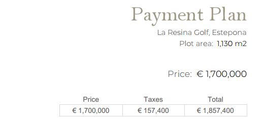 Villa TSCV_007 Payment Plan 1